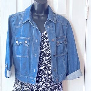 London Jean cropped denim jacket.
